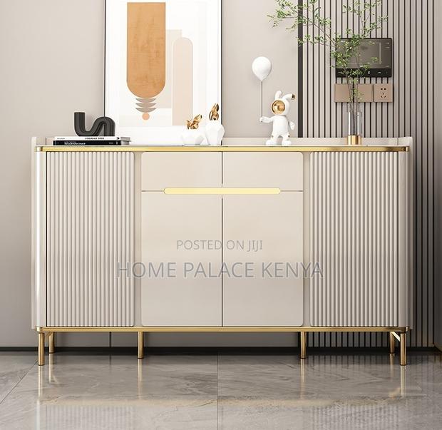 Storage Cabinet: 4 Door Wooden Shoe Cabinet With Marble Top