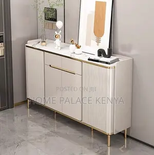 Storage Cabinet: 4 Door Wooden Shoe Cabinet With Marble Top