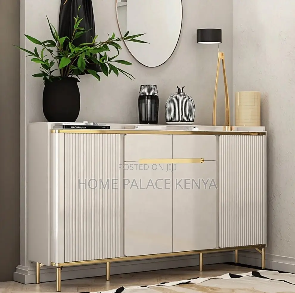 Storage Cabinet: 4 Door Wooden Shoe Cabinet With Marble Top