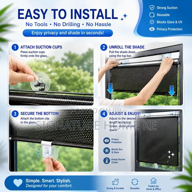Retracting Black Out Window Blinds - thumbnail 2
