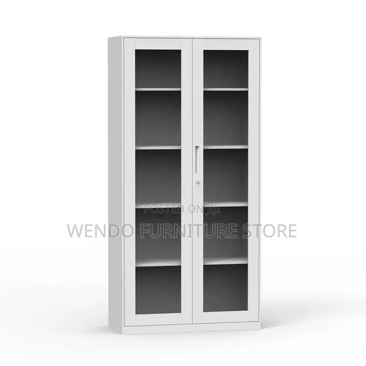 Office Cabinet; Glass Filing Office Cabinet With Adjustable Shelves