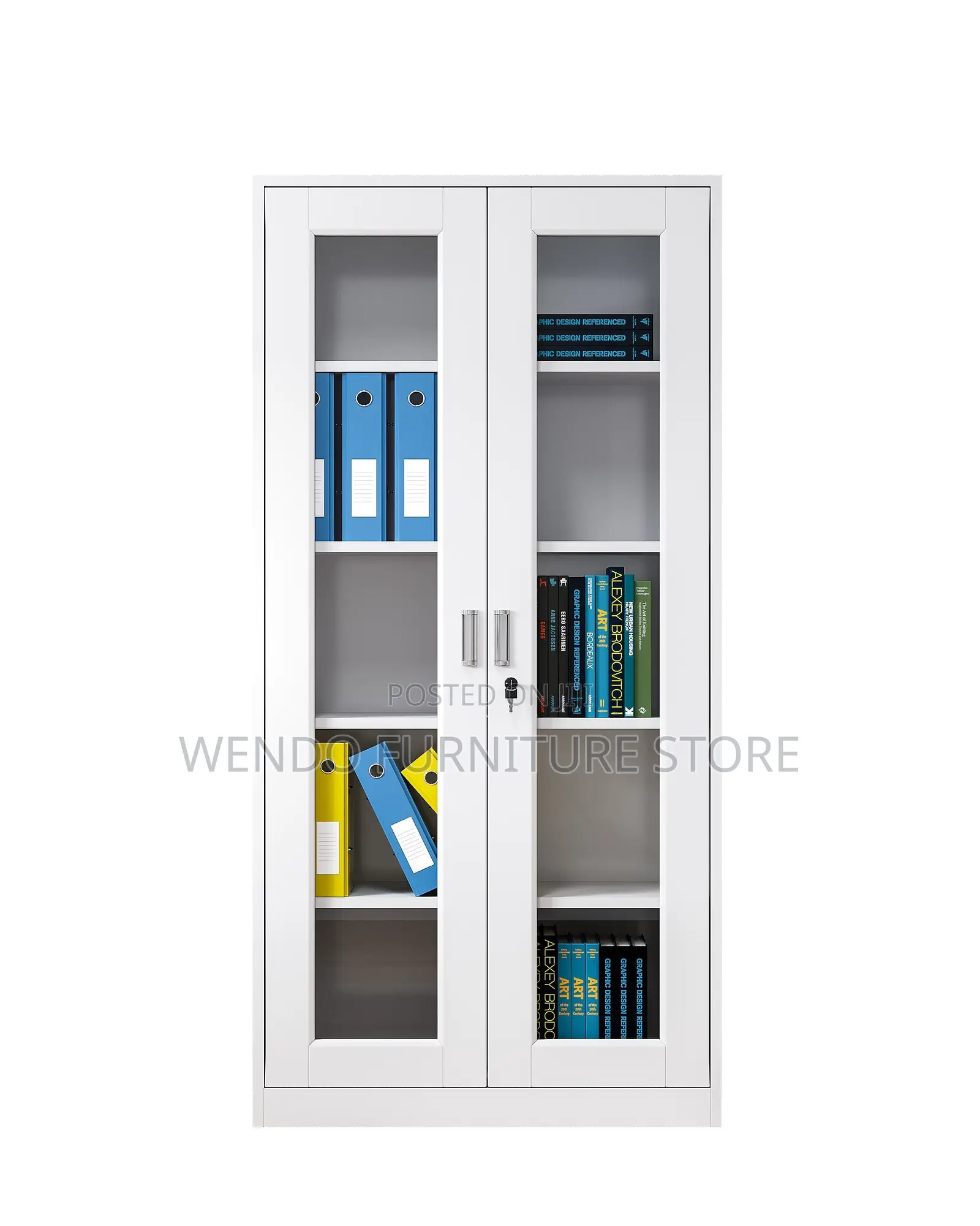 Office Cabinet; Glass Filing Office Cabinet With Adjustable Shelves