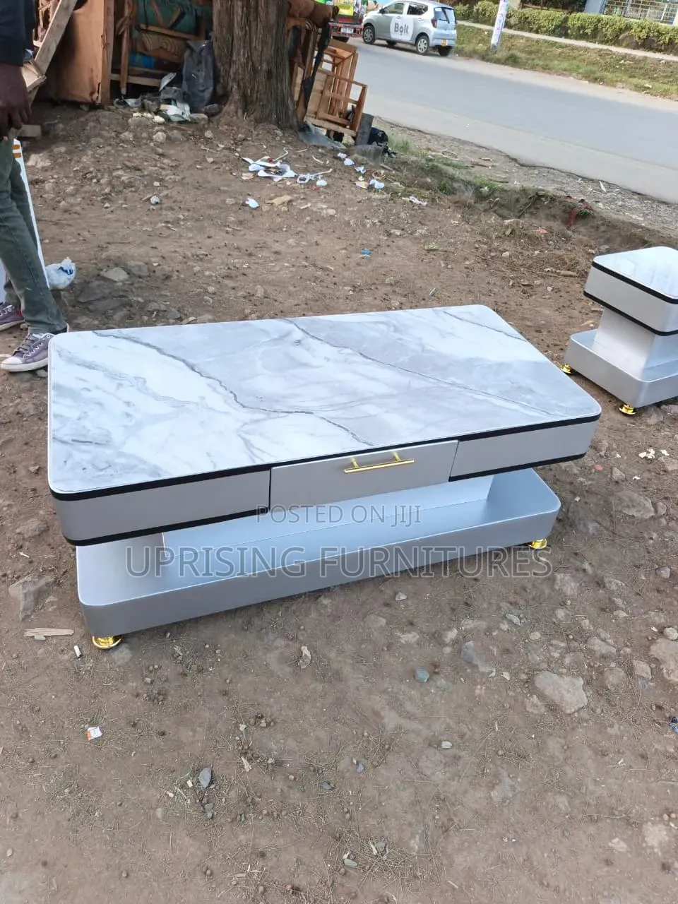 Gray Coffee Table T Design With Gray Topping