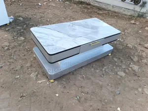 Designer Coffee Table Gray T Frame Marble Top Set