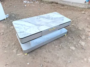 Modern T Design Coffee Table With Gray Marble Top