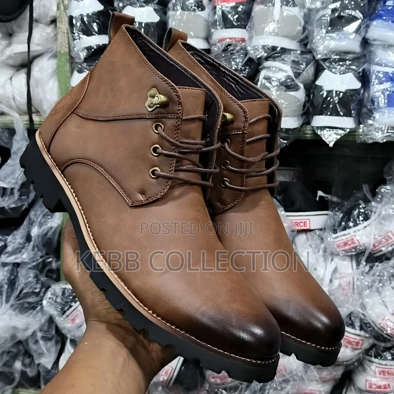 Lacazette Fashion Men's Brown/Grey Leather Boots.