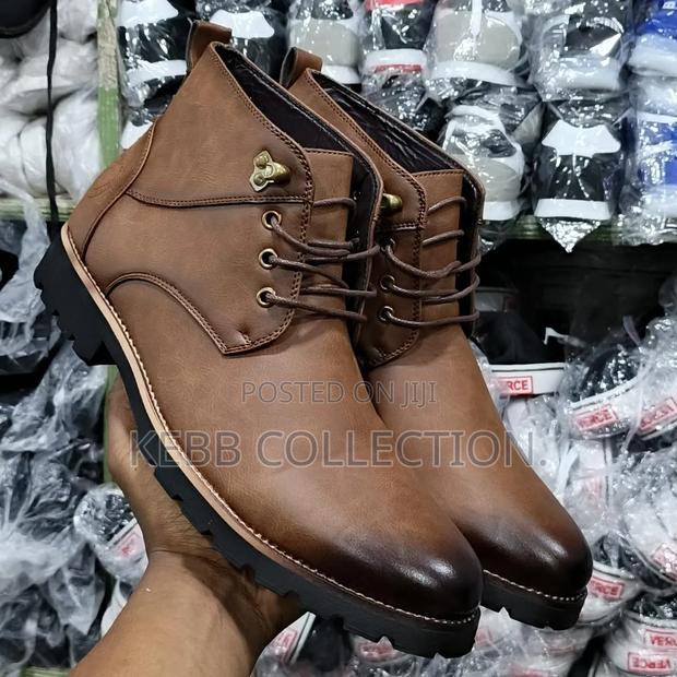 Lacazette Fashion Men's Brown/Grey Leather Boots.