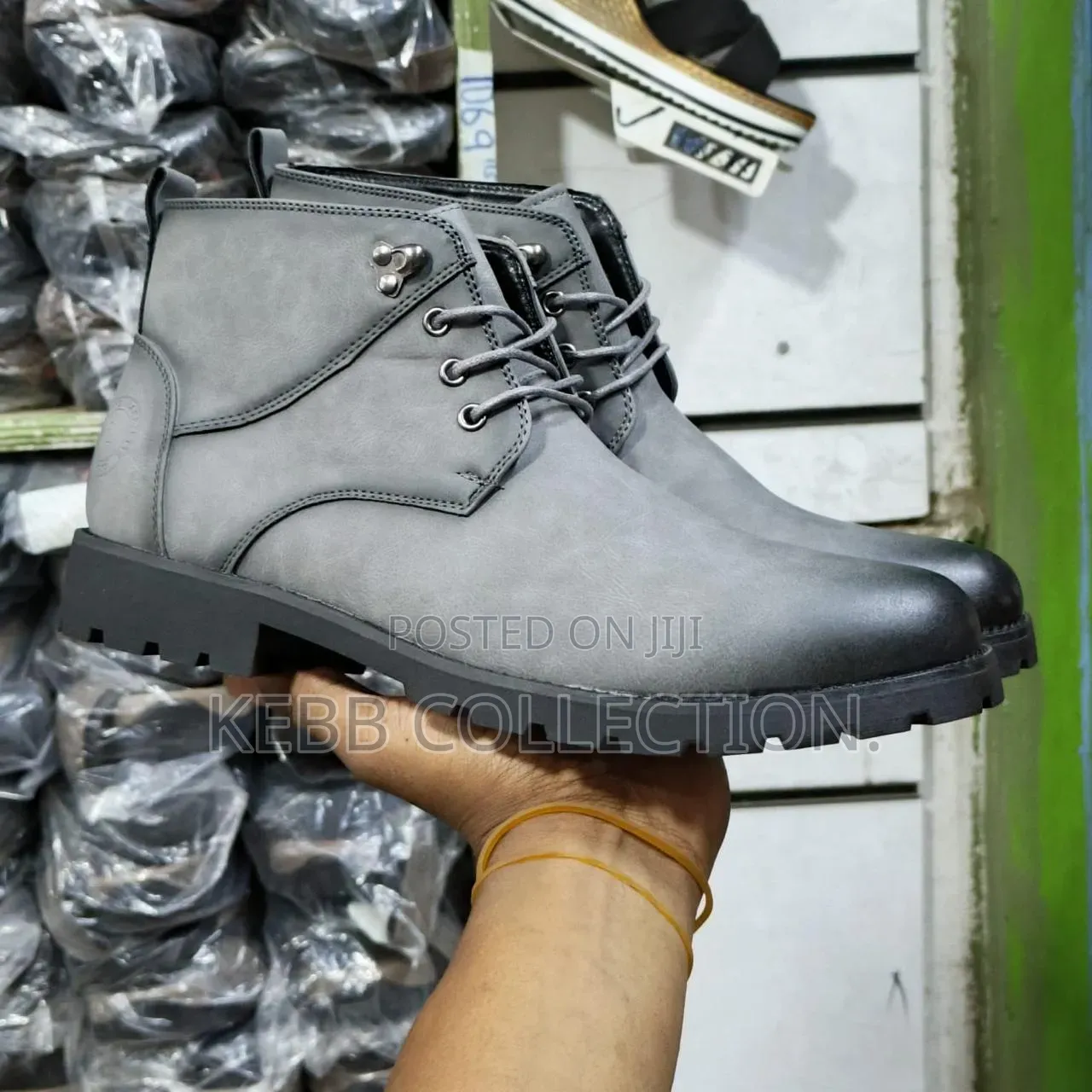 Lacazette Fashion Men's Brown/Grey Leather Boots.