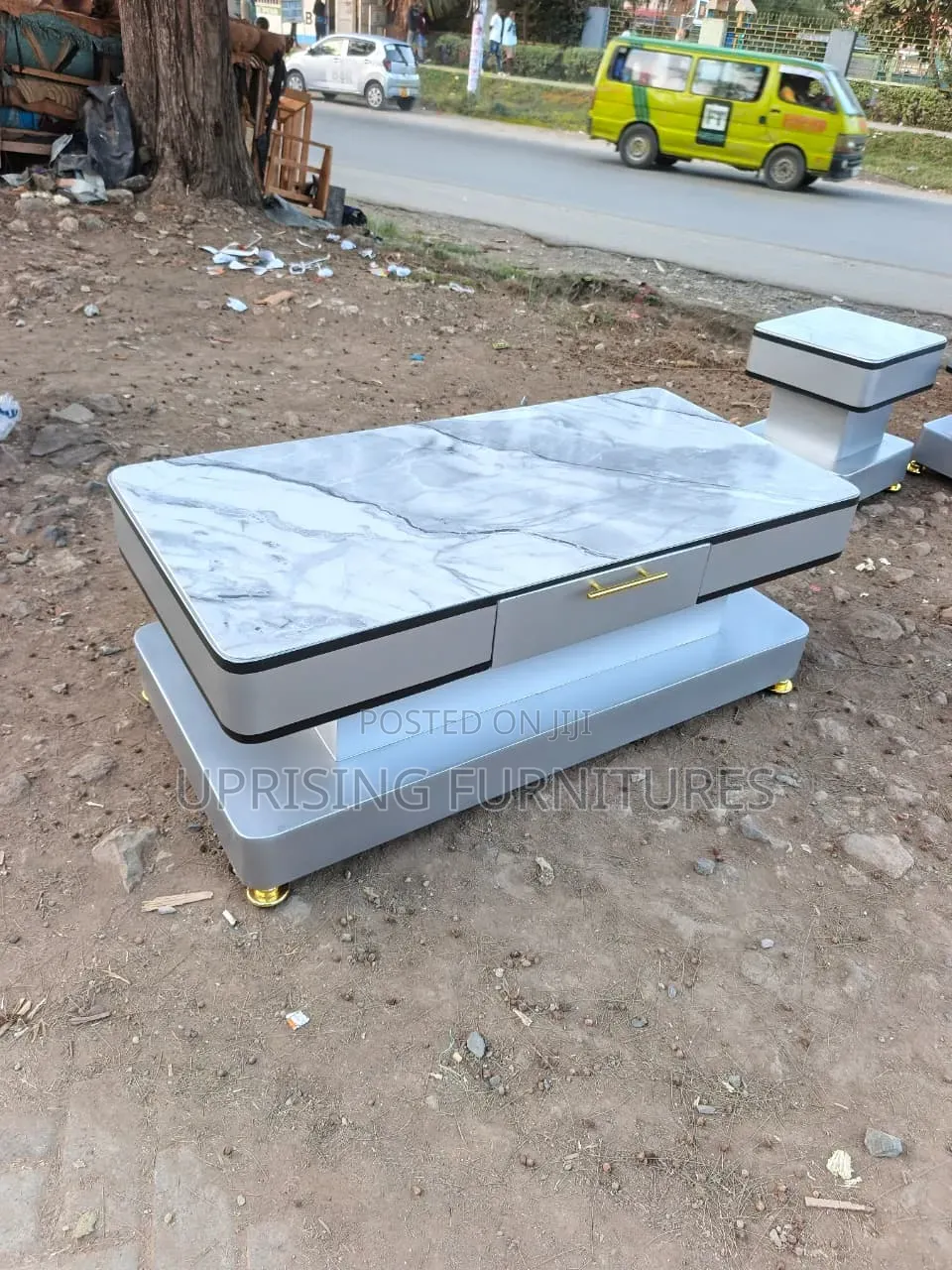 Home Coffee Table Gray 2×4ft Marble Top Gray