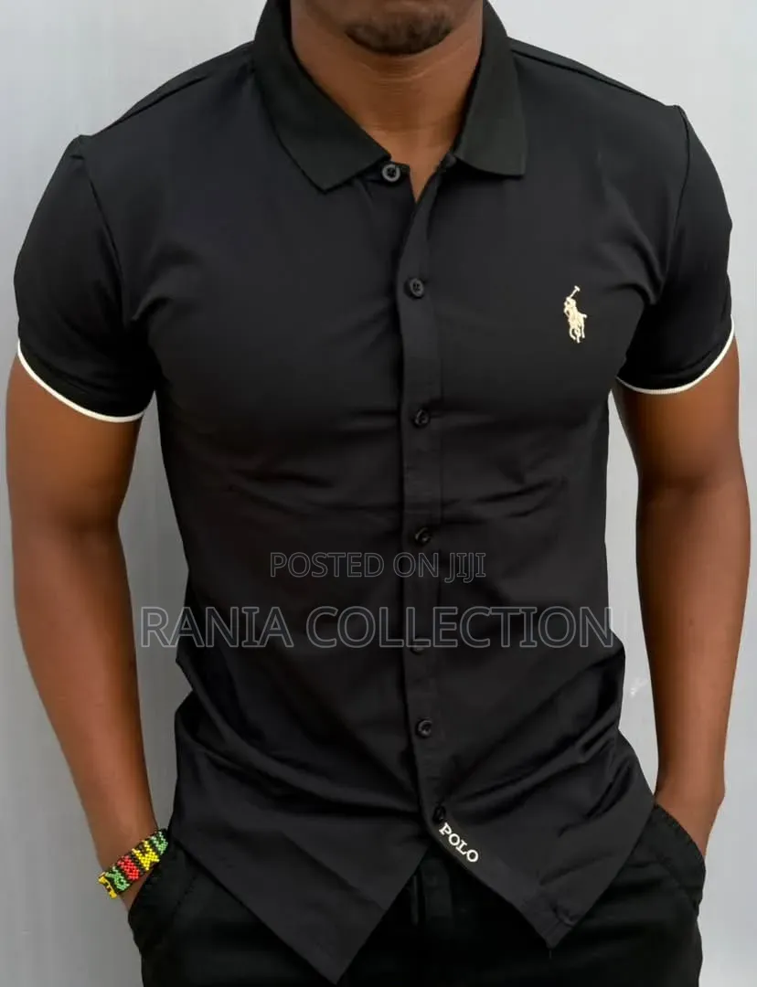 Plain Black Cotton Polo Shirt