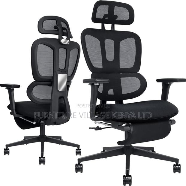 Office Mesh Desk Chair With Footrest - thumbnail 2