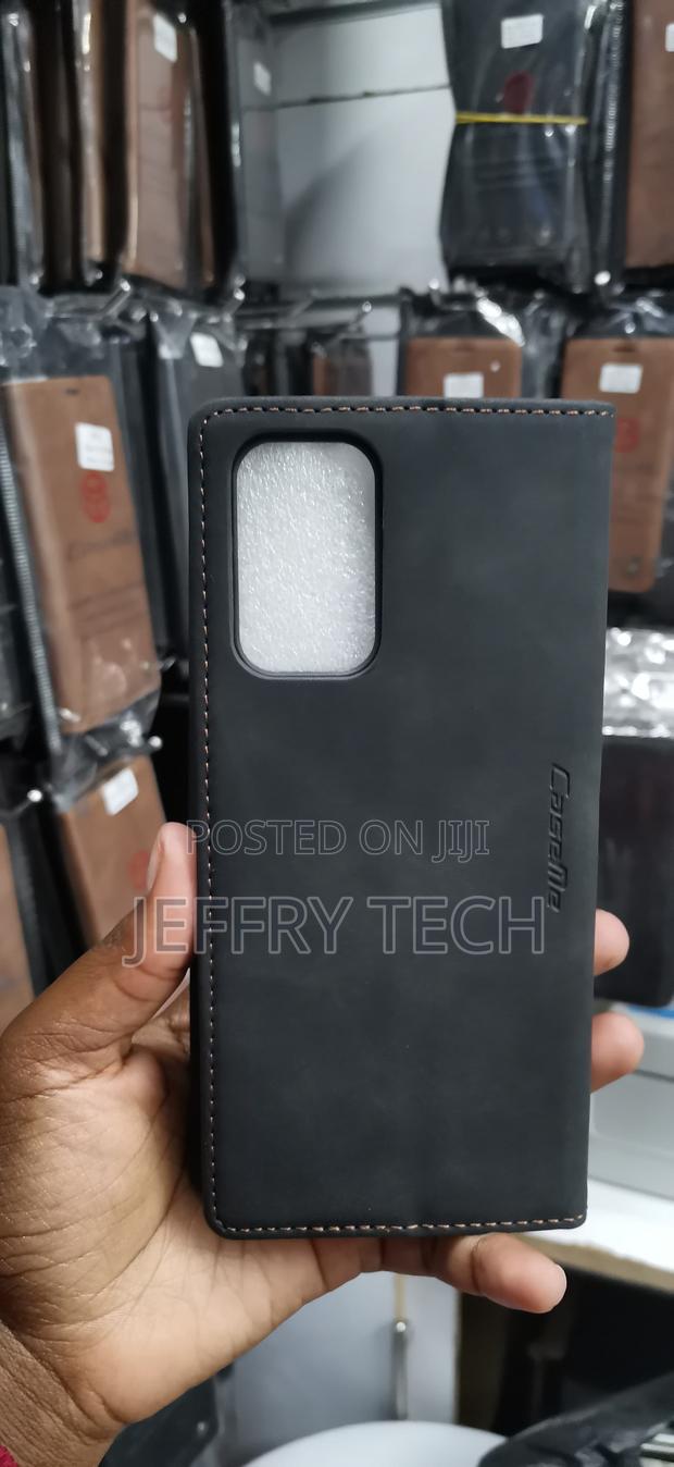 Black Suede Leather Flip Wallet Case With a Small Silver Logo Stud - thumbnail 2