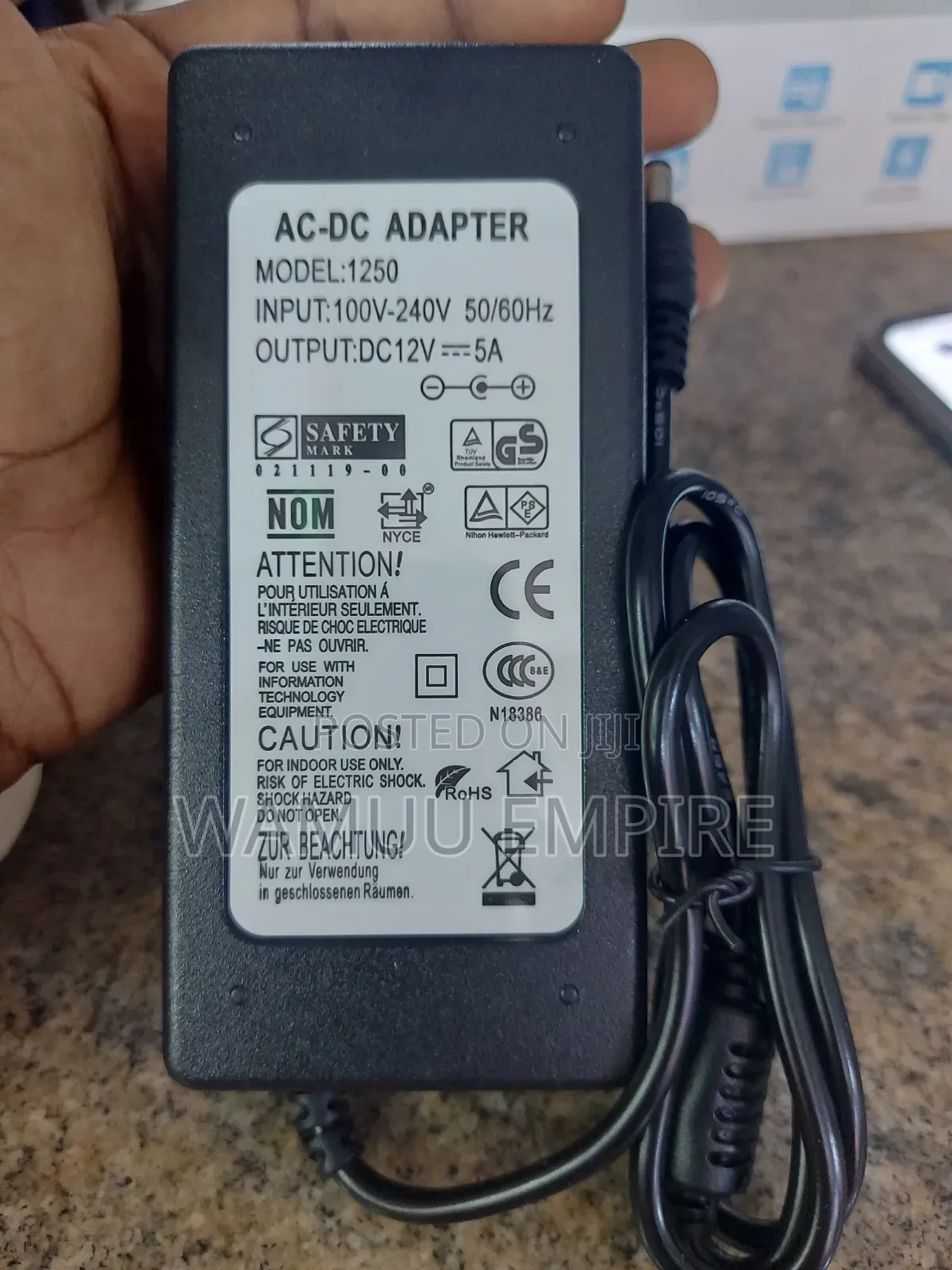 -Volt, 5-Amp Ac-Dc Adapter Labeled Model 1250