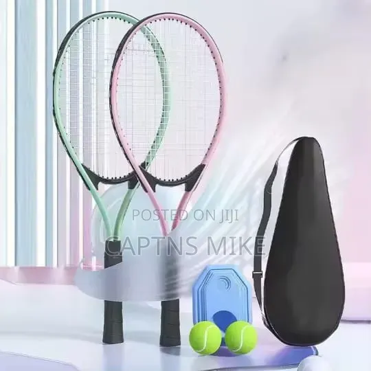 Tennis Rackets Balls and Trainer Base