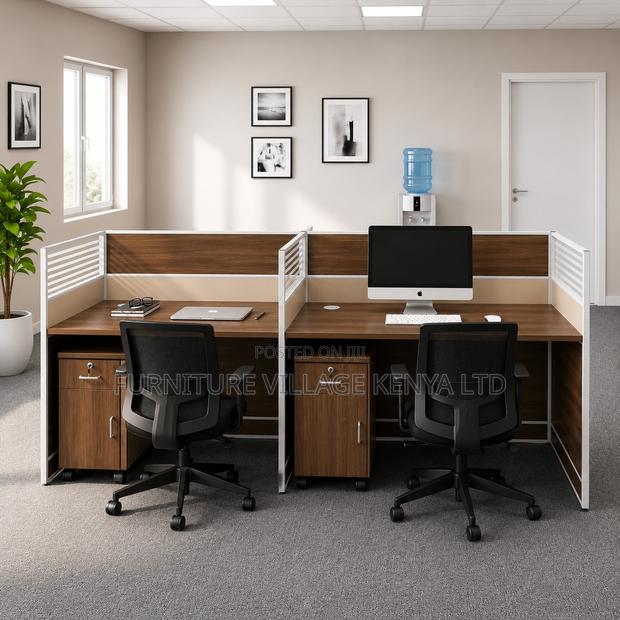 Office 4-Person Brown Workstation. - thumbnail 5