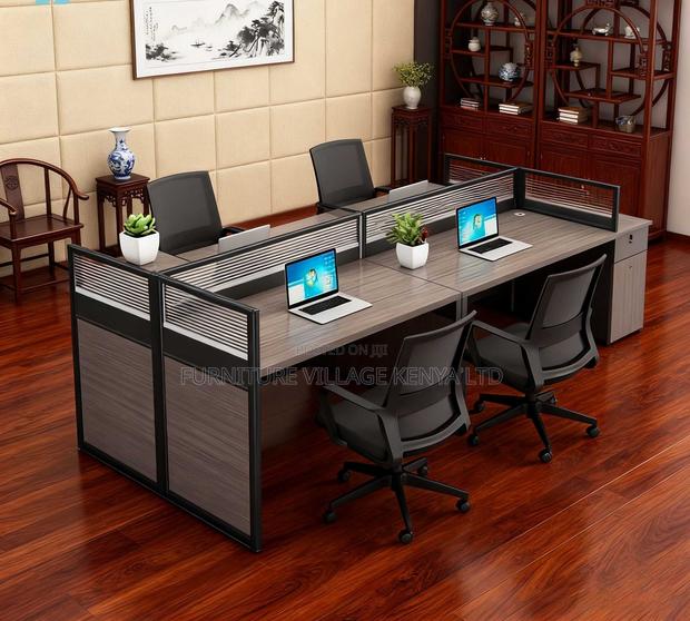 Office 4-Person Brown Workstation. - thumbnail 6