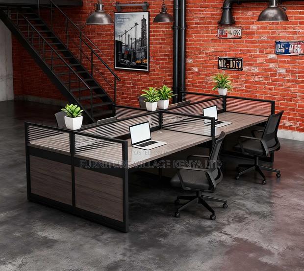 Office 4-Person Brown Workstation. - thumbnail 7
