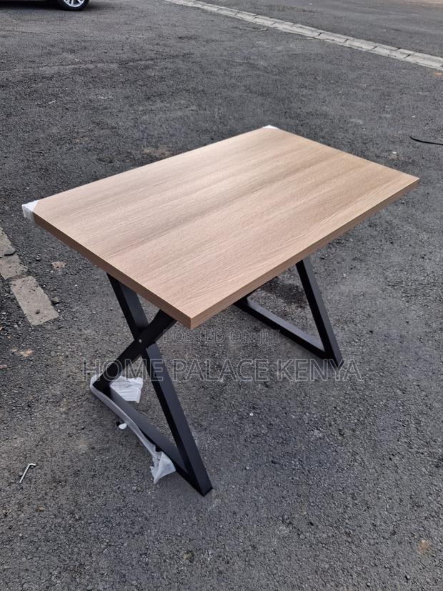 Study Table: X Shaped Metal Legs Table With Wooden Top