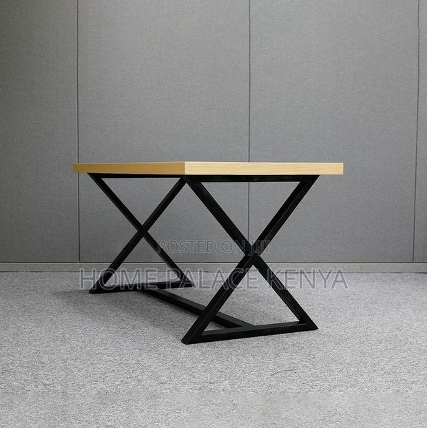 Study Table: X Shaped Metal Legs Table With Wooden Top - thumbnail 4