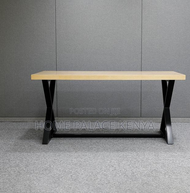 Study Table: X Shaped Metal Legs Table With Wooden Top - thumbnail 7