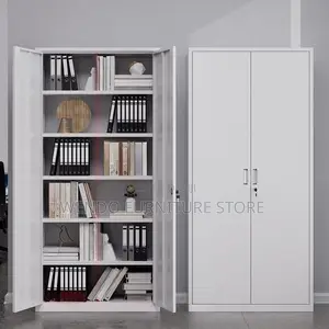 Office Cabinet; Modern Steel-Grey Adjustable Shelves Office Cabinets