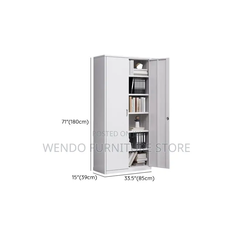 Office Cabinet; Modern Steel-Grey Adjustable Shelves Office Cabinets