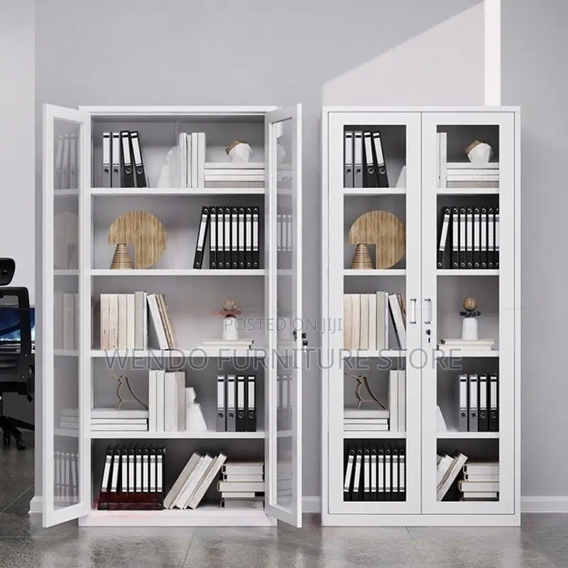 Office Cabinet; Modern Steel-Grey Adjustable Shelves Office Cabinets