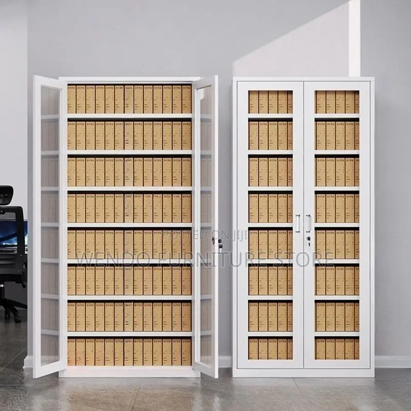 Office Cabinet; Modern Steel-Grey Adjustable Shelves Office Cabinets