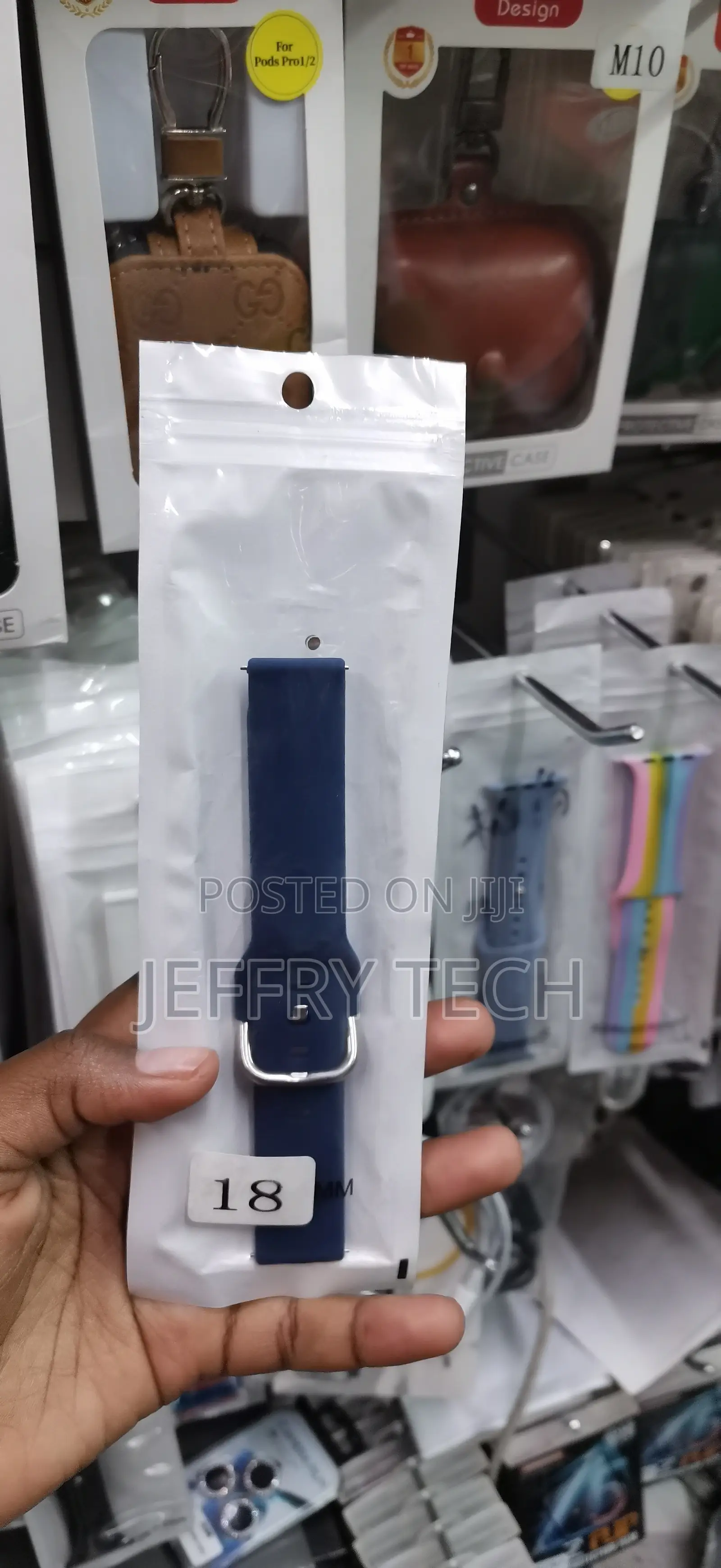 18mm in Width Blue Silicone Smartwatch Strap