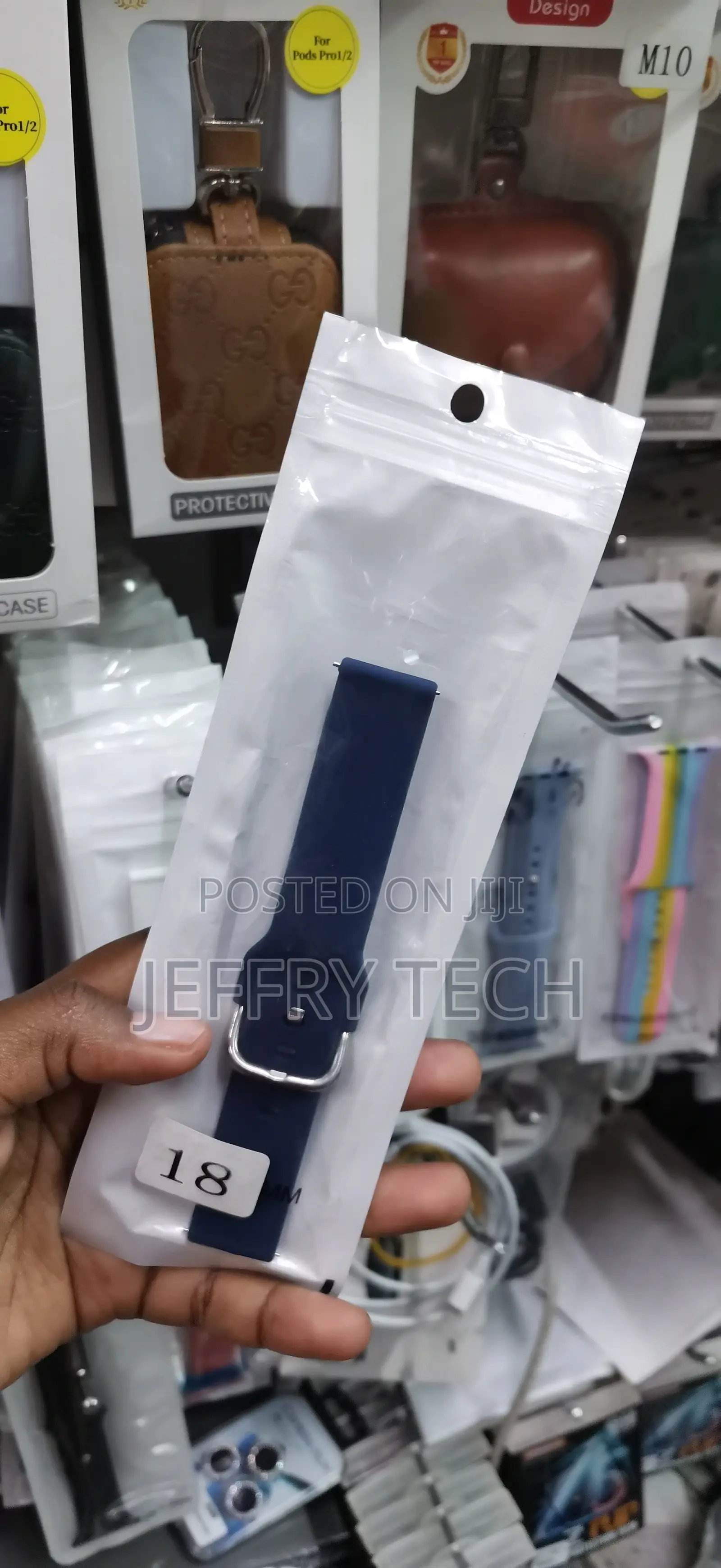 18mm in Width Blue Silicone Smartwatch Strap