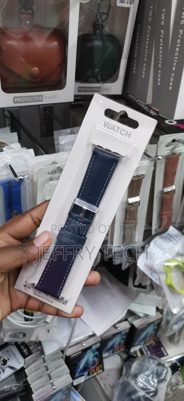 38mm, 40mm, and 41mm Navy Blue Leather Replacement Watch Band-Apple - thumbnail 2