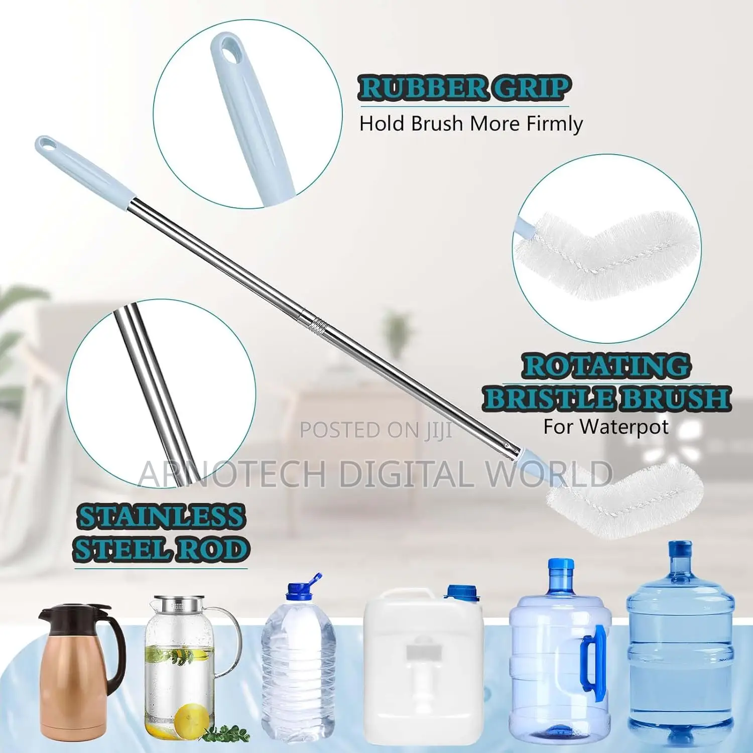 Water Bottle Brush With Bendable Replacement Brush Head