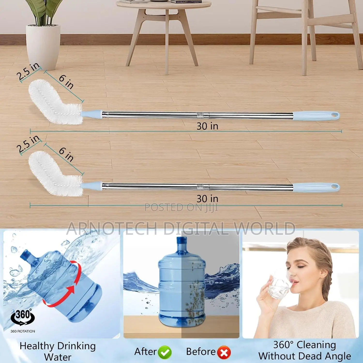 Water Bottle Brush With Bendable Replacement Brush Head
