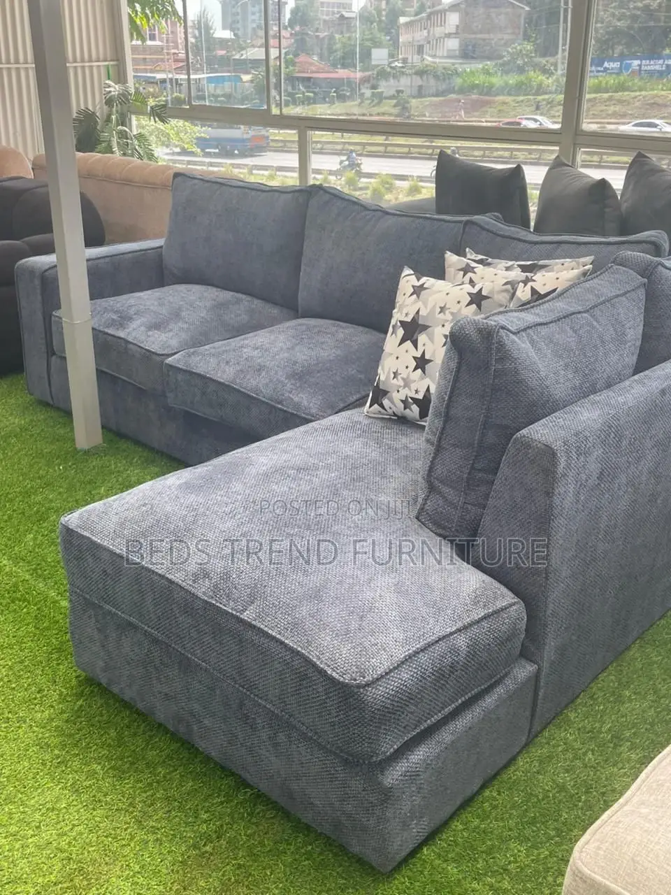 6-Seater L Seat Grey Sofa With Chaise Lounge