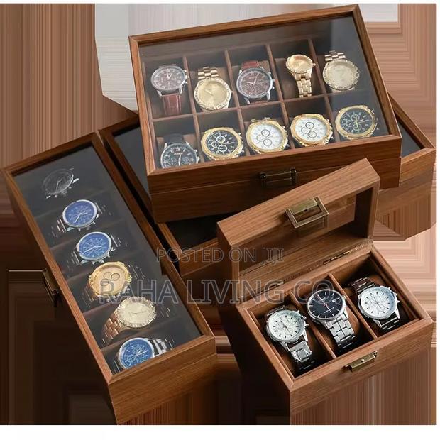 6 Slot Pu Leather Watch Organizer Box | Brown - thumbnail 4
