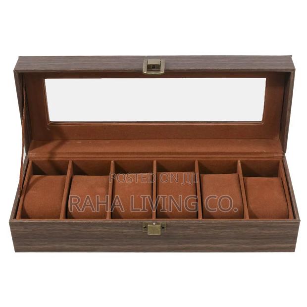 6 Slot Pu Leather Watch Organizer Box | Brown - thumbnail 7