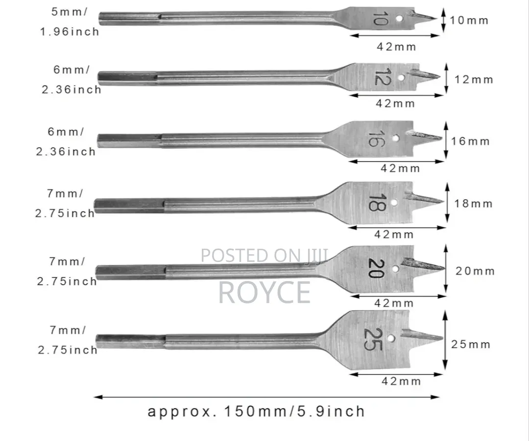 6pcs Wood Flat Bits