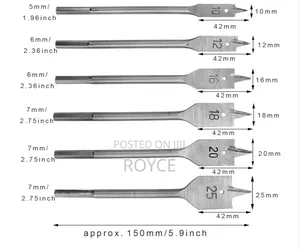 6pcs Wood Flat Bits