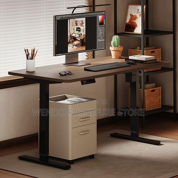 Office Desk; 1800mm Black Style Adjustable Height With Control Panel