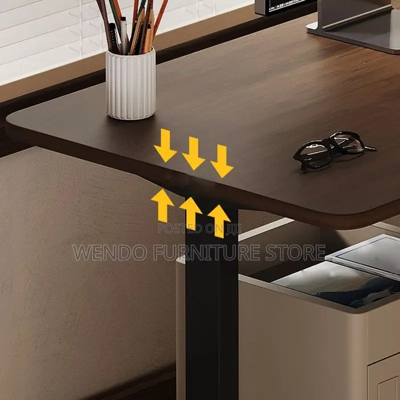 Office Desk; 1800mm Black Style Adjustable Height With Control Panel