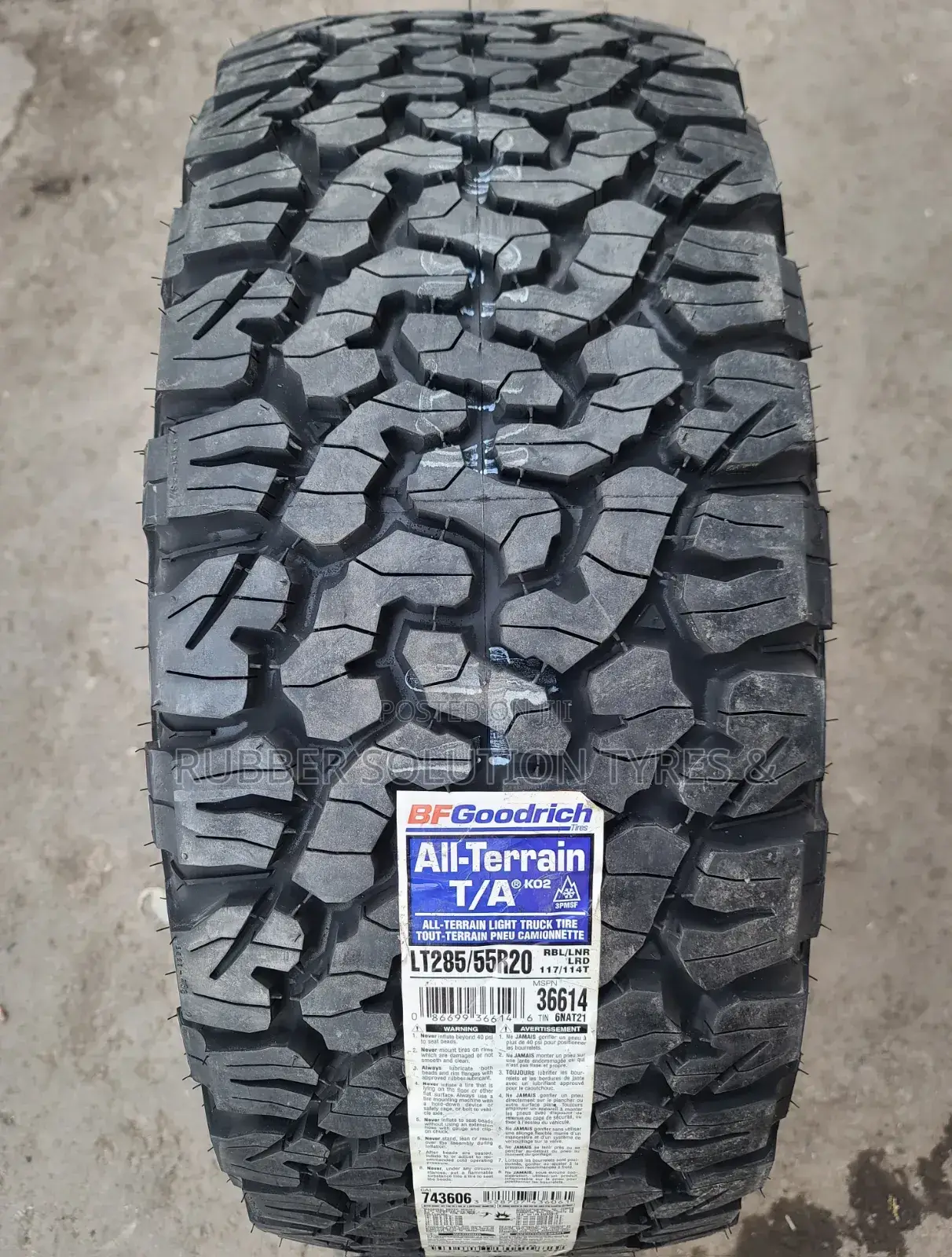 285 /55 R20 Bf Goodrich Tyres a/Tk02 All-Terrain (Made in U.S.A)