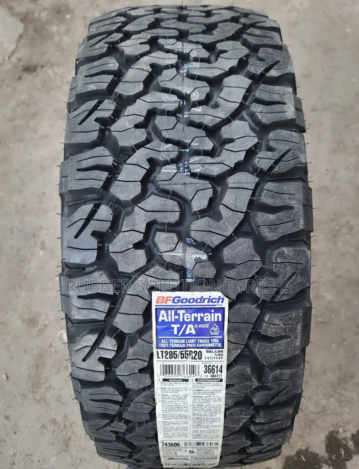 285 /55 R20 Bf Goodrich Tyres a/Tk02 All-Terrain (Made in U.S.A)