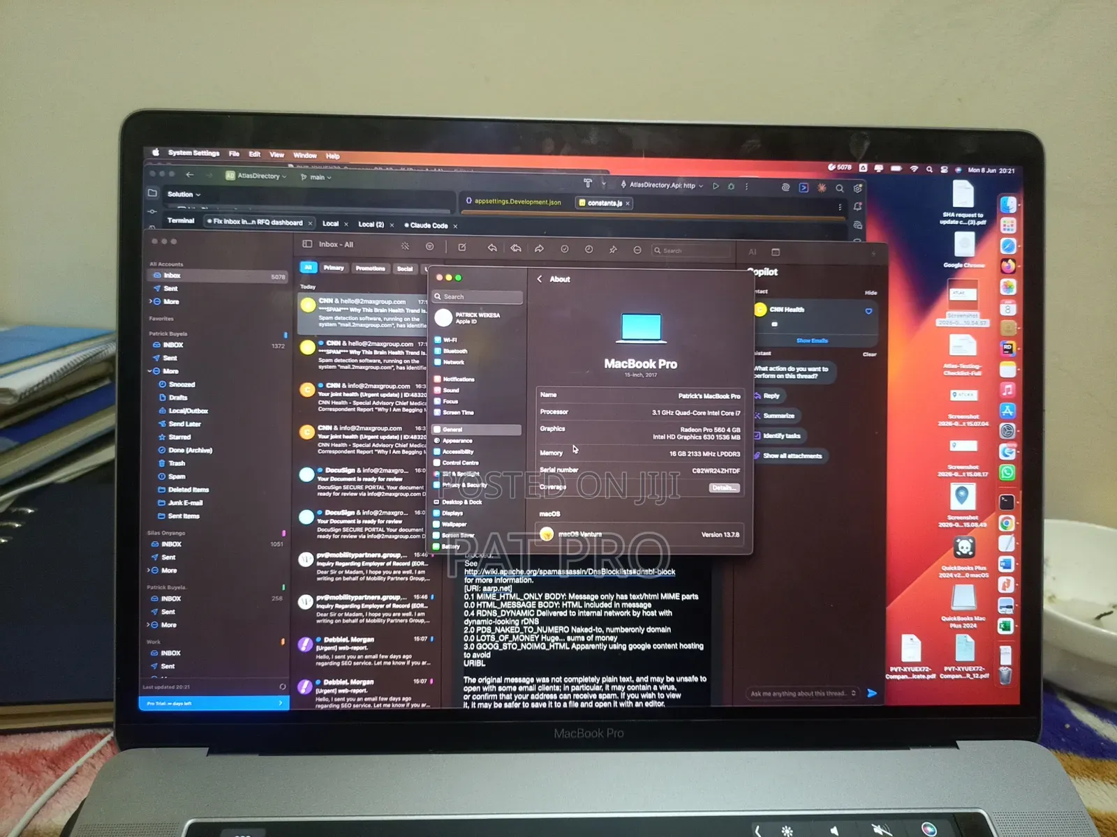 Laptop Apple MacBook Pro 2017 16GB Intel Core i7 SSHD (Hybrid) 500GB