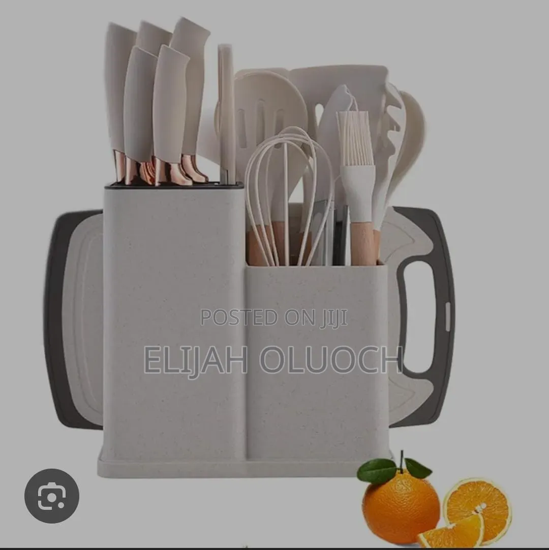 19pcs Heat Resistant Silicone Cooking Kitchen Spoon Set With Knives