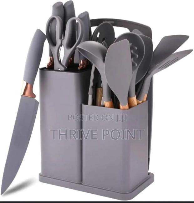19pcs Silicone Cooking Kitchen Spoon Set With Knives and Chop Board - thumbnail 2