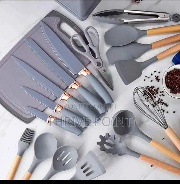 19pcs Silicone Cooking Kitchen Spoon Set With Knives and Chop Board - thumbnail 7