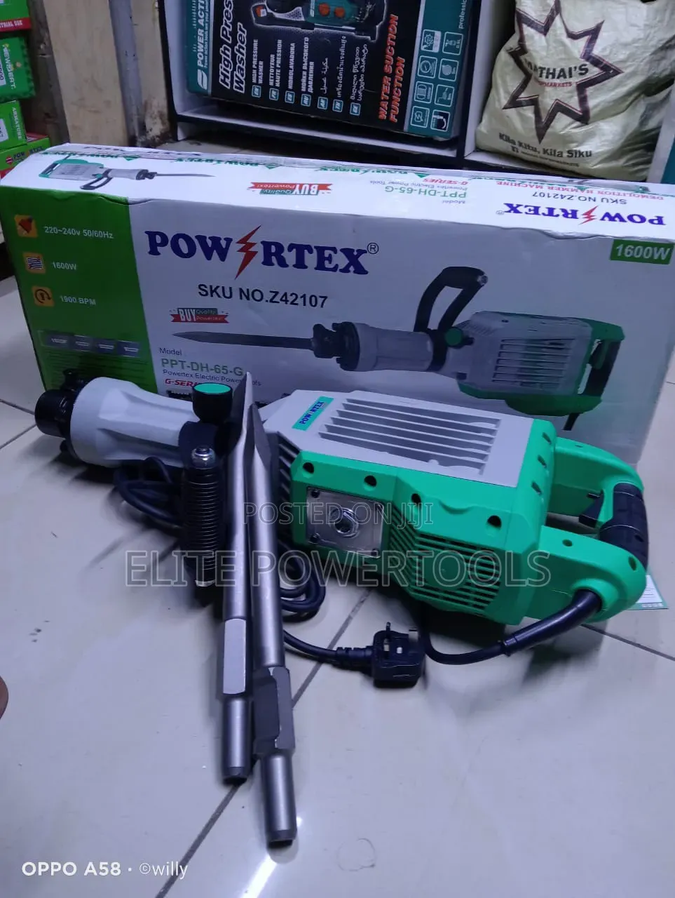 Powrtex 1600w Electric Demolition Hammer / Concrete Breaker – Hammer