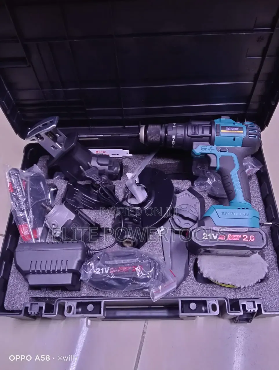 Royce 21v Brushless Cordless Drill Combo Kit_ Impact Driver Grinder