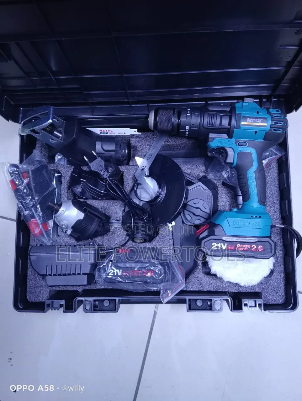 Royce 21v Brushless Cordless Drill Combo Kit_ Impact Driver Grinder