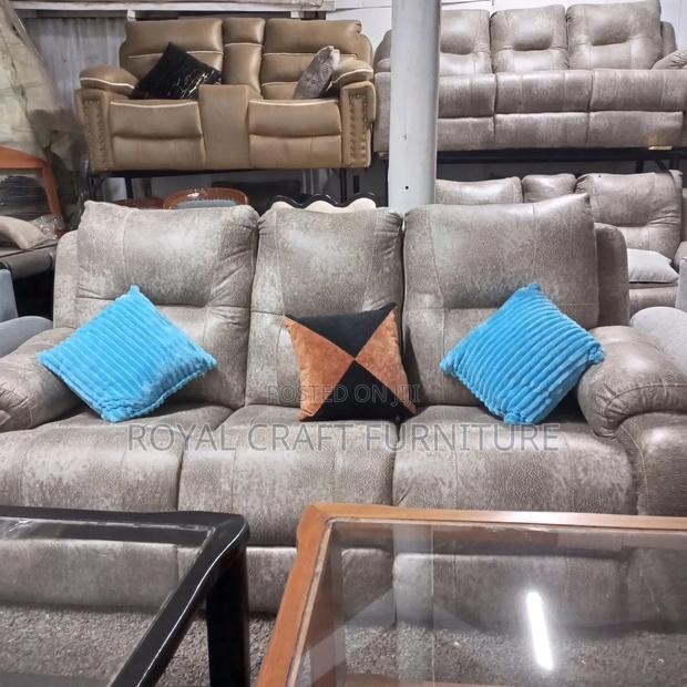 Luxury Semi-Recliner Sofa Set - Premium Grey Fabric - thumbnail 3